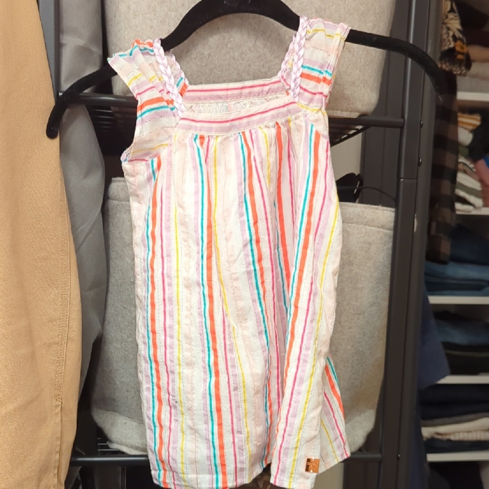 French Designer Colorful Striped Sleeveless Dress 3T